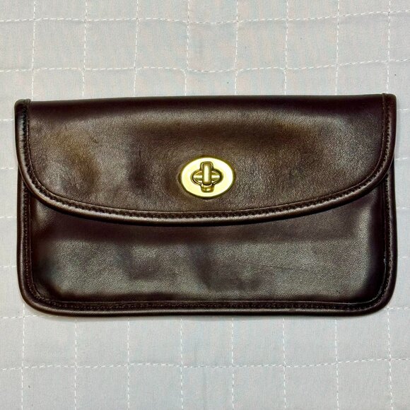 Coach Vintage Leather Turn Lock Case Wallet Mahogany Brass 7171 - Picture 3 of 15